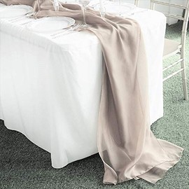New Creations Fabric & Foam Inc, Chiffon Table Runner Extra Long, Wedding Runners, Holiday Table Runners, Long Table Runners, (Champagne, 27" Wide x 120" Long)