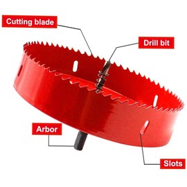 Hordion 168mm 6 5/8" Hole Saw with Drill Bits & Arbor, Heavy Duty Bi-Metal Hole Cutter for Cornhole Boards Wood Plastic Drywall