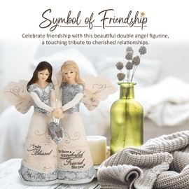 Pavilion Elements Angels - Figura de ángel Doble expositor de figura de ángel – Texto Impreso "Truly Blessed to Have A Wonderful Friend Like You", coleccionables de ángel, Cifras de Hermana ángel,