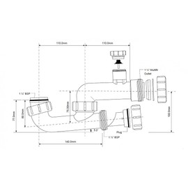 McAlpine SM10V 50mm Seal Anti-Syphon Bath Trap with Cleaning Eye, White