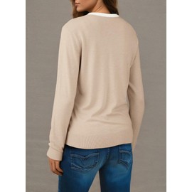 Dokotoo Women's Wool Fall Button Down Lightweight Cardigans Long Sleeve Casual Cashmere Sweaters Crew Neck Soft Knit Cardigan Sweaters Tops Apricot Cardigan Women XXL