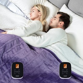 WOOMER Electric Heated Blanket Queen Size, Soft Flannel Fast Heating Blanket with Multi-Color Option, 84"x 90", 10 Heating Levels & 0.5-12H Auto Off, Over-Heat Protection