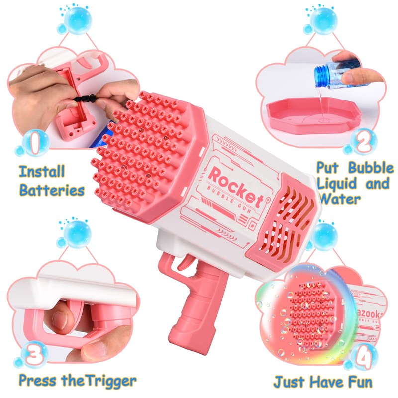 JONRRYIN Gatling Bubble Gun Set, 69 Holes Bubble Gun, Automatic