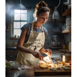 Moanlor Art Funny Aprons for Women with Pockets for Baking Cooking,Cute Mother's Day Gifts Birthday Christmas Gift for Mom Wife Friends Sister-Off white