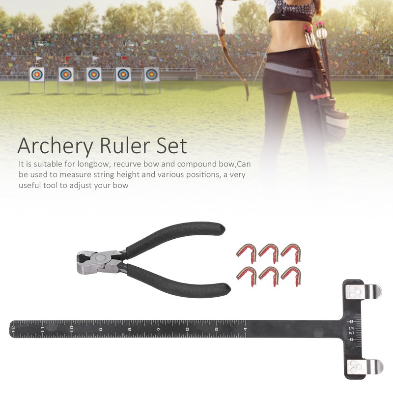 Archery Aluminum Alloy Ruler Recurve/Compound Bow T Shaped Bow Measurement