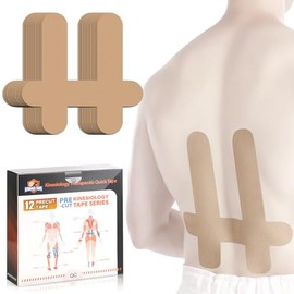 Ktquick Cinta Kinesiológica Precortada Zona Lumbar Unidades Algodón Impermeable Transpirable Látex Elástica Mejorada Soporte Muscular Beige