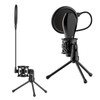 Desktop Microphone Tripod Stand Foldable Mic Stand with Shock Mount