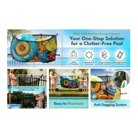 MeshTitan Heavy-Duty Pool Storage Bag - Floats & Toys Organizer with Sturdy Mesh & Anti-Sagging Support (Black)