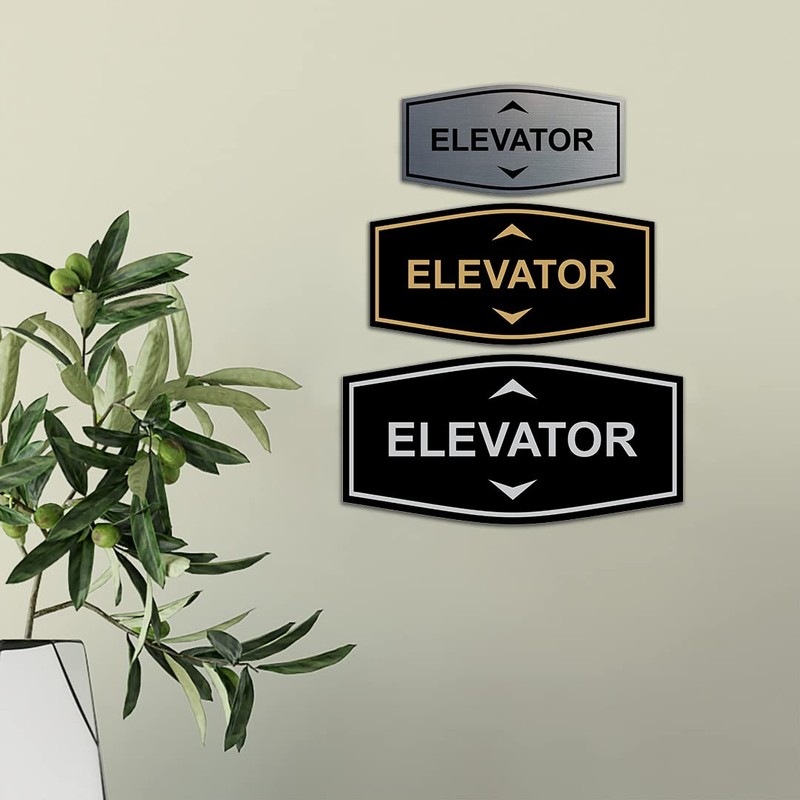 Fancy Elevator Up & Down Arrows Sign (Brushed Gold) -
