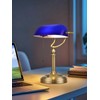 Newrays Blue Glass Bankers Desk Lamp, Stepless Dimmable Table Lamp