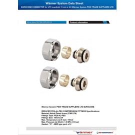 EUROCONE Connector for UFH Manifold 16 mm x 3/4 Wärmer System PSW TRADE SUPPLIERS LTD Pack of 2