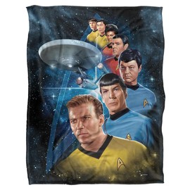 Star Trek Blanket, 60"x80" Among The Stars Silky Touch Super Soft Throw Blanket