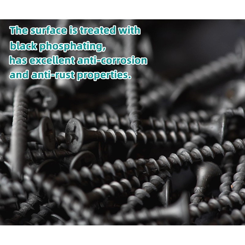 EBAIJQUO M3.5×60mm Phillips Drywall Black Screws, Self Tapping Countersunk Head,