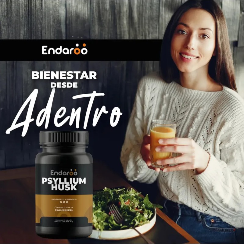 Fibra De Psyllium Husk 100% Puro 60 Cápsulas