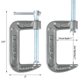 Olympia Tools Heavy Duty Cast Iron C-Clamps with 2-Inch Jaw Opening and 1-Inch Throat, 6 Pack