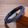 Cupimatch Men's Braided Leather Magnetic Clasp Bracelets Charm Bracelet Bangle