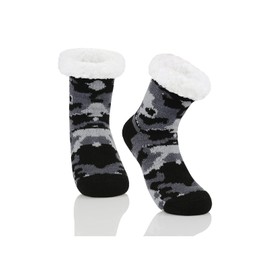 Century Star Slipper Socks for Boys Girls Fuzzy Warm Fleece Lined Socks with Grippers Kids Toddler Cute Animal Christmas Socks Camouflage 8-12 Years