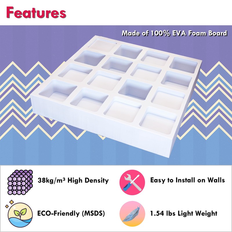 Foroomaco 4pcs EVA Acoustic Diffusers 12"x12"x2" (Total 24"x24"x2"), Waffle Style