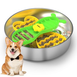 NPET Slow Feeder Dog Bowls for Large Dogs, Stainless Steel Pet Bowls Suitable for Dry, Wet, and Raw Food, Detachable Puzzle Toy for Food Training