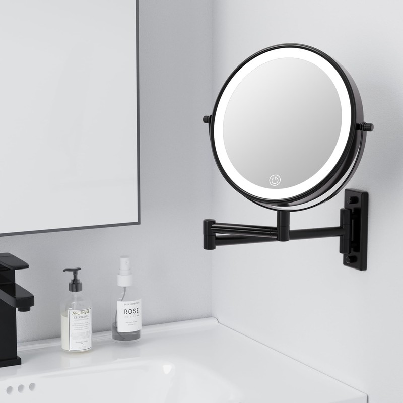 LANSI Wall Mounted Makeup Mirror with Lights, 8" Bathroom Vanity