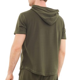 Dubinik®Short Sleeve Hoodie Lightweight Soft Cotton Moisture Wicking Kangaroo Pocket Short Sleeve Hoodie For Men Green