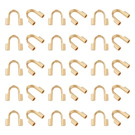 UNICRAFTALE 100 unidades de acero inoxidable quirúrgico 304 hipoalergénico de alambre guardián pequeño en forma de U, protectores de cable de alambre dorado para manualidades, joyería y manualidades