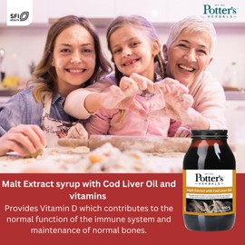 Potter's Malt with Cod Liver Oil | 650 g Bottle | Nature's Natural Sweetener in The Form of Maltose | Providing a Valuable Source of Omega-3 Fatty acids and Vitamins A, D and E