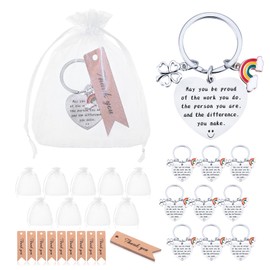 Partideal 10 Sets Thank You Keychain Gifts Leaving Gifts Proud of You Keyring Gifts with 10 Pcs Organza Bags and Thank You Cards Colleagues Employee Appreciation Gifts for Teacher Nurse Doctor