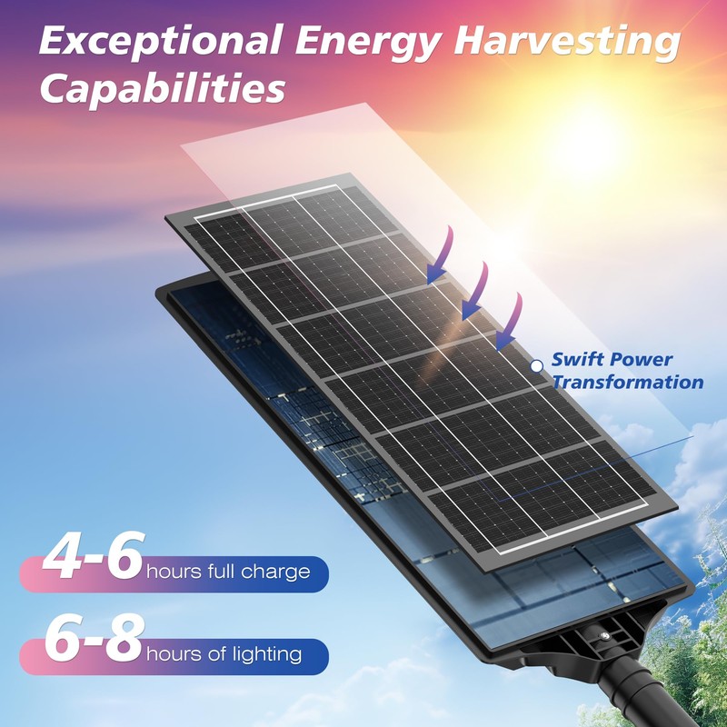 WYWNA Solar Street Lights Outdoor Waterproof, 6000K LED Dusk to