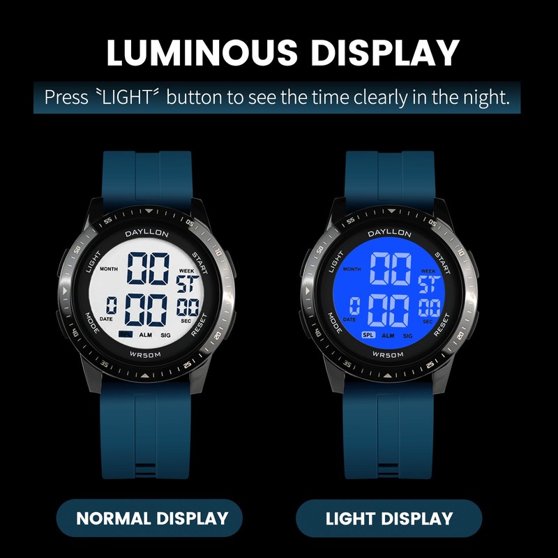 Dayllon Metal Case Ultra-Thin Minimalist Sports Digital Watch for Men