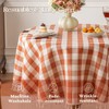 Round Fall Gingham Tablecloth 60 inch, Orange Cotton Linen Style