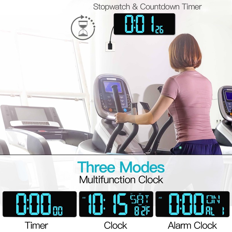 XREXS 17.2" Large Digital Wall Clock Bluetooth Sync Time, Precise
