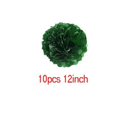 10pcs 12inch Paper Pom Poms Tissue Paper Flower Art Craft DIY Hanging Flower for Party Wedding Baby Shower Nursey Wall Decoration (12inch, Dark Green)