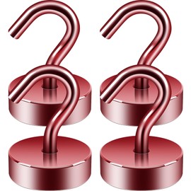 Neosmuk Magnetic Hooks, Cruise Ship Essentials, 4lb+ Heavy Duty Magnetic Hooks for Cruise Cabins, Refrigerator, Grill, Hanging, and Travel | Extra Strong Must-Haves Magnet Hook,Red,Pack of 4