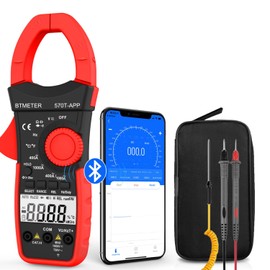 BTMETER AC/DC 1000A Clamp Multimeter, 4000 Counts Digital Clamp-on Meter with Data Logging Measure Amp Volt Ohm Capacitance Frequency Temperature Continuity, Electrical Tester 570T-APP