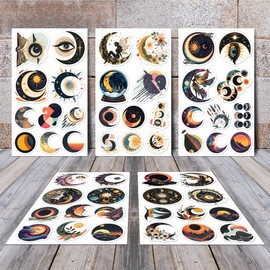 Pack 50 Pcs Sun Solar Eclipse Stickers for Water Bottles Funny Laptop Cups Scrapbooking Journaling Kids Teens Boys Girls Adults Waterproof Aesthetic Sticker Small Vinyl Decals