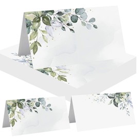 AIBAOBAO 50pcs Wedding Place Cards, 9 x 10cm Table Name Place Cards Seating Cards Placement Tags Name Cards for Table Setting, Christmas Party Decors, Flower Design, Name Place Cards (Green)