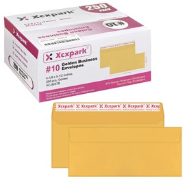 Xxcxpark 250 PCS #10 Golden Self Seal Kraft 4-1/8 x 9-1/2 inches Security Envelopes, Windowless Invisible Envelopes Super Strong Quick Seal Envelopes Security Tint Pattern Secure