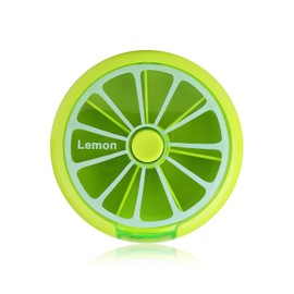 Creative Portable Mini 7 Day Weekly Circular Shape Rotary Cute Fruit Style Pill Storage Case Box (Lemon)