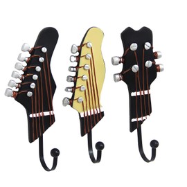KUNGYO 3-Pack Vintage Guitar Shaped Decorative Hooks Rack Hangers for Hanging Clothes Coats Towels Keys Hats Metal Resin Hooks Wall Mounted Heavy Duty
