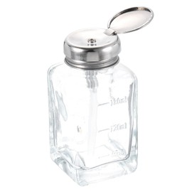 HARFINGTON Solvent Alcohol Dispensers 180ml(6.1oz) Push Down Liquid Dispenser Pump Bottle with Plastic Tube and Aluminum Core for Acetone Polish Remover