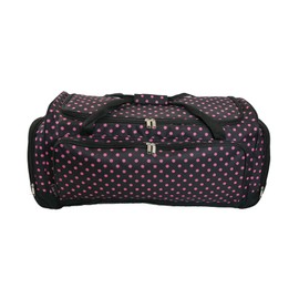 E-Z Roll 30 Inch Light-Weight Fashionable Polka Dot Duffel Bag in 3 Colors (30 Inch, Black with Pink Dot), 01030PD BP