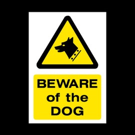 Beware of the dog Plastic Sign with double sided fixing tape - Fouling/Dog Area/Clean it up/Security Guard Dogs (MISC60)