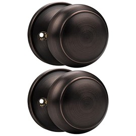Probrico Oil Rubbed Bronze Door Knob One Side 2 Pack, Fake Door Handles Dummy Function for Closet French Doors, Bronze Dummy Door Knobs, Flat Ball Knob
