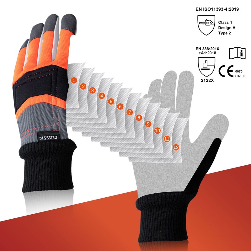 Chainsaw Chaps Class A and Classic Chainsaw Gloves