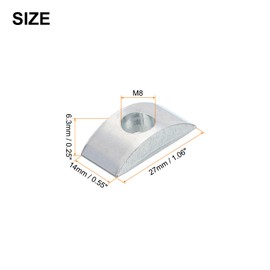 sourcing map 12pcs M8 Half Moon Nuts Washers, Iron Solid Half Moon Lock Washer, Spacer Connector Hardware Fittings, Silver