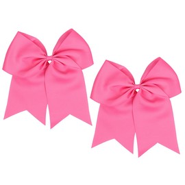 Pink Bows Hair Ties 8" Large Cheer Bows Hair Rubber Bands Ponytail Holder Bowknot Ribbon Hair Ropes Cheerleading Bow Hair Accessories for Women Toddler Teen Girls Cheerleaders Sport Party Favor 2 Pcs
