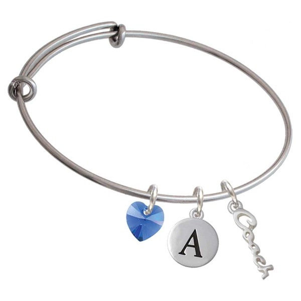 Delight Jewelry Silvertone Small Coach Script - Crystal Heart and