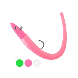 BLUEWING Big Game Swimming Jig with Lead Jighead, High Carbon Steel Swing Hook and Replacement Tail Saltwater Fishing Lures 7oz-6in Pink