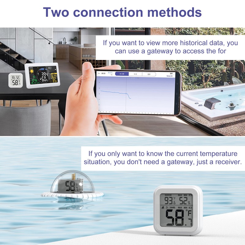 Wireless Pool Thermometer High Accuracy Time Data Recording Waterproof Digital
